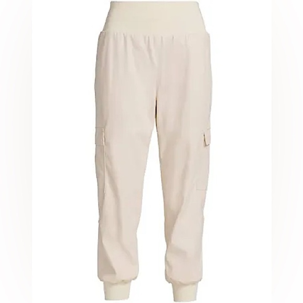 ZARA GRUPO INDITEX Vegan Leather Cargo Pants- Beige-Sz M(8-10) -READ!SEE PHOTOS!